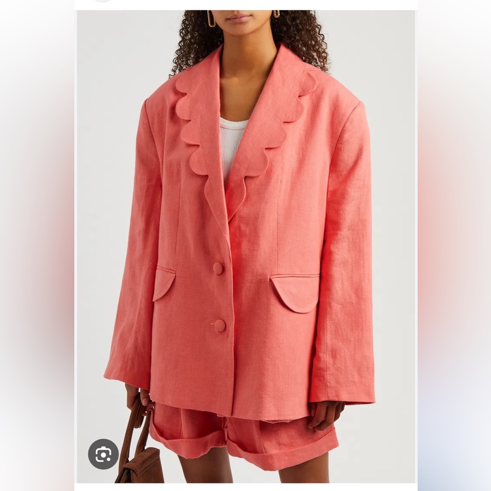 SLEEPER Coral Scalloped Blazer and Shorts Set